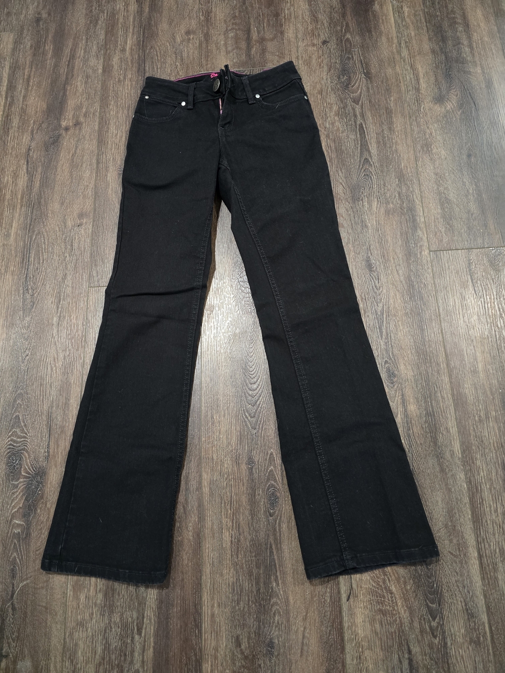 Wrangler Black Flare Jeans with Pink Waist Trim